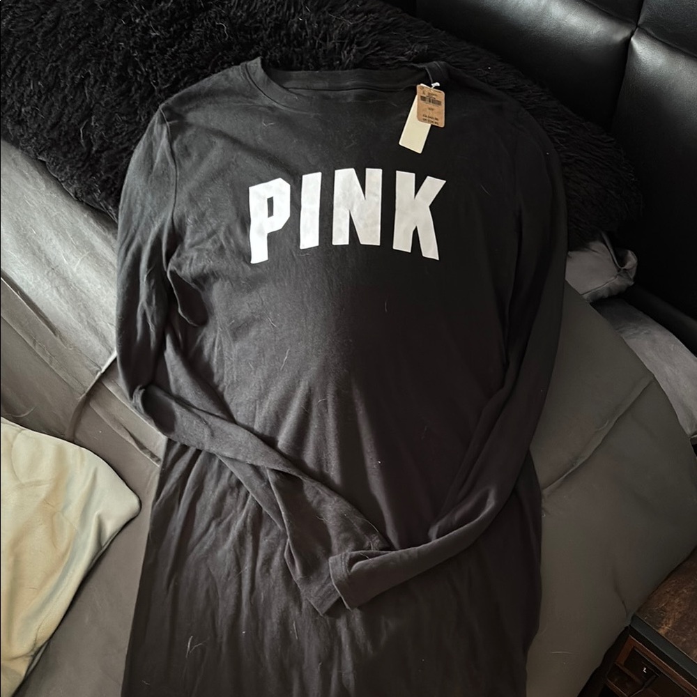 PINK Victoria's Secret Black Long Sleeve Tee with Bold Logo
